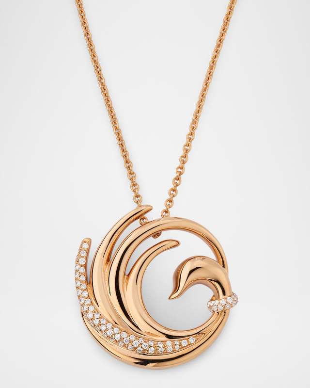 18K Rose Gold Swan Necklace with Diamonds